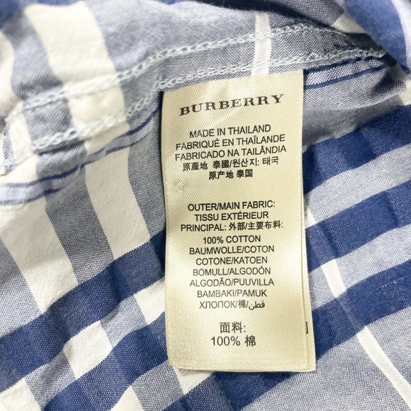 Burberry Brit Mens Blue Plaid Short Sleeve Button Up Seersucker Shirt Size S - Picture 10 of 10